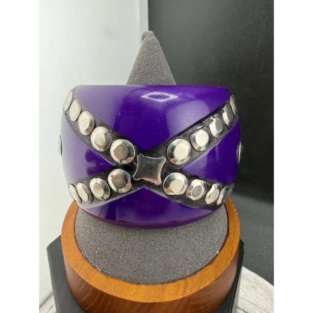 Vintage Purple Bangle Bracelet Chunky Studded‎